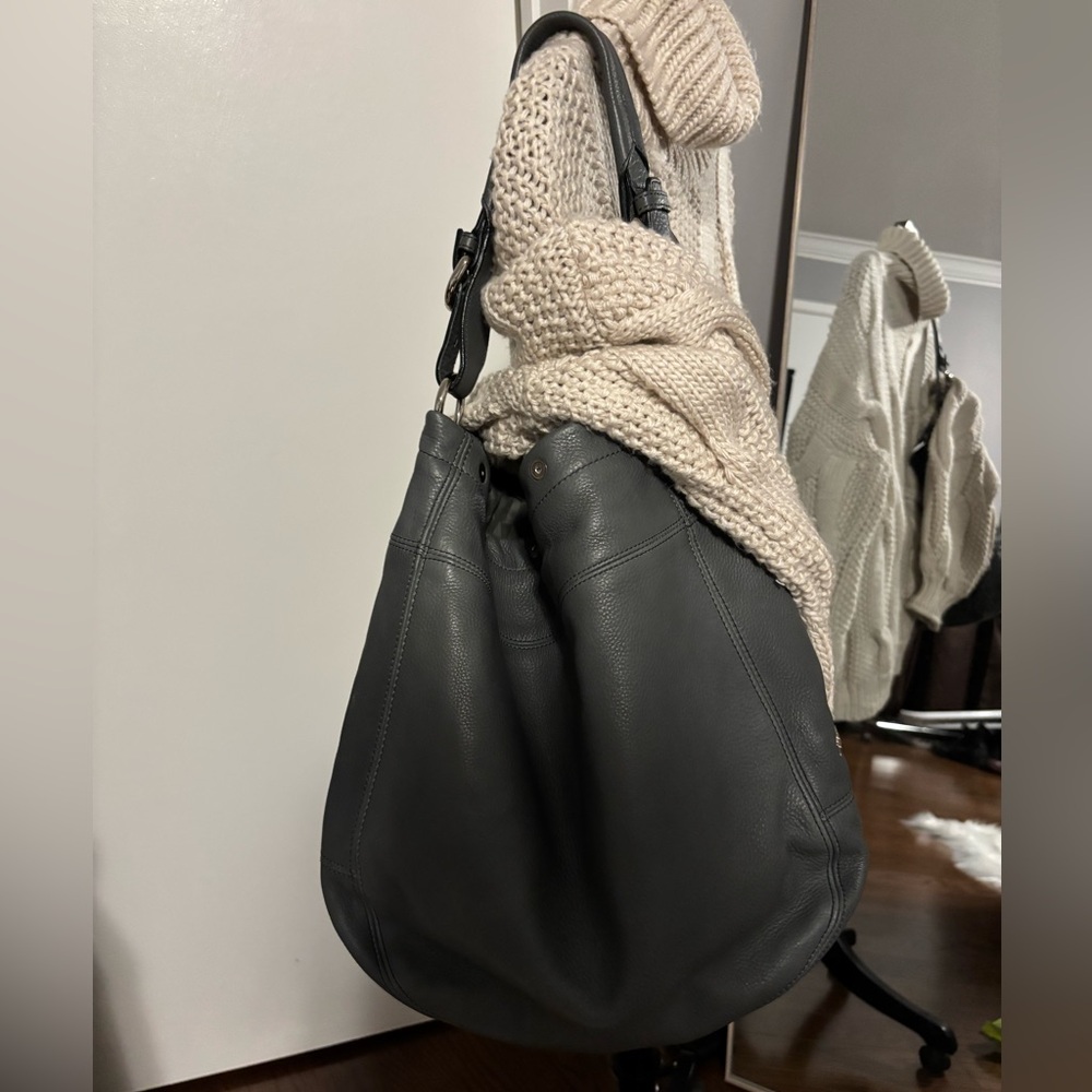 Furla Large Black Leather Hobo Bag